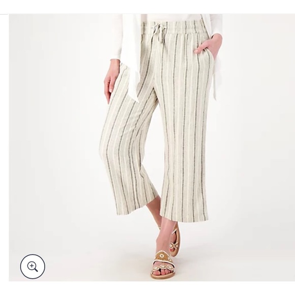 Denim & co naturals striped linen blend cropped pants size XL - Picture 9 of 10